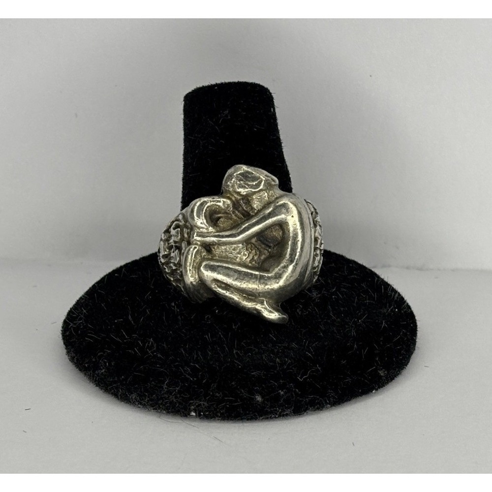 Vintage Sterling‎ Silver Leda and Swan Ring Brutalist Modernist Made in USA
